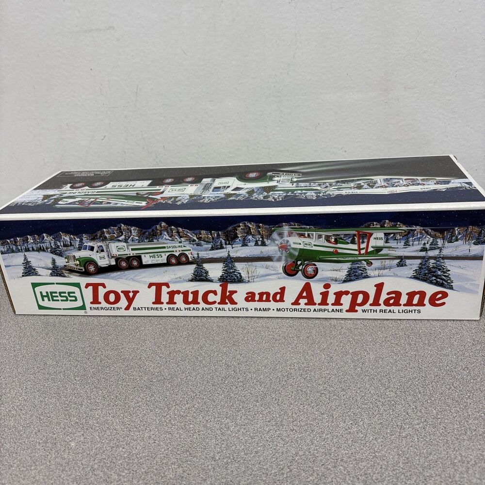 Hess Toy Truck And Airplane With Real Head And Tail Lights 2002 NIB